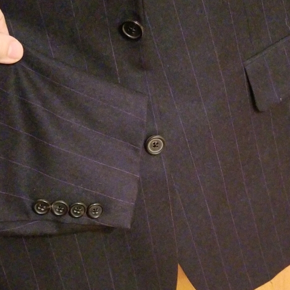 Softest Dark Blue w Purple Pinstripe Wool Suit 40L - Picture 4 of 8